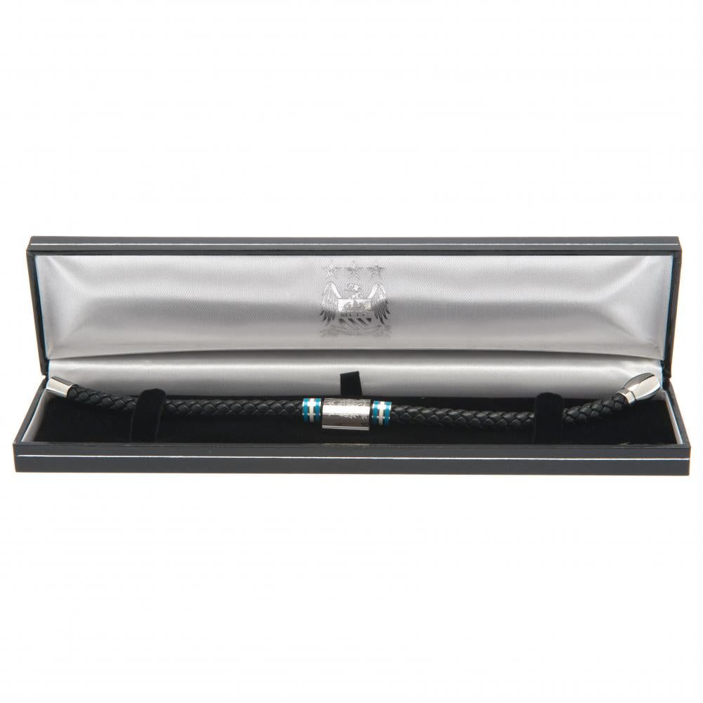 Manchester City FC Colour Ring Leather Bracelet