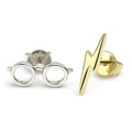 Harry Potter Sterling Silver Lightning Bolt & Glasses Stud Earrings