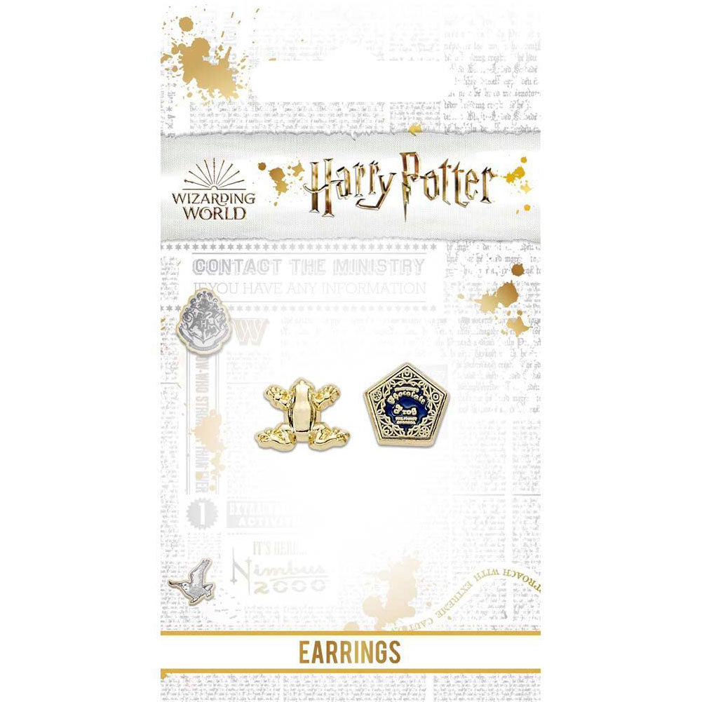 Harry Potter Gold Plated Chocolate Frog Stud Earrings