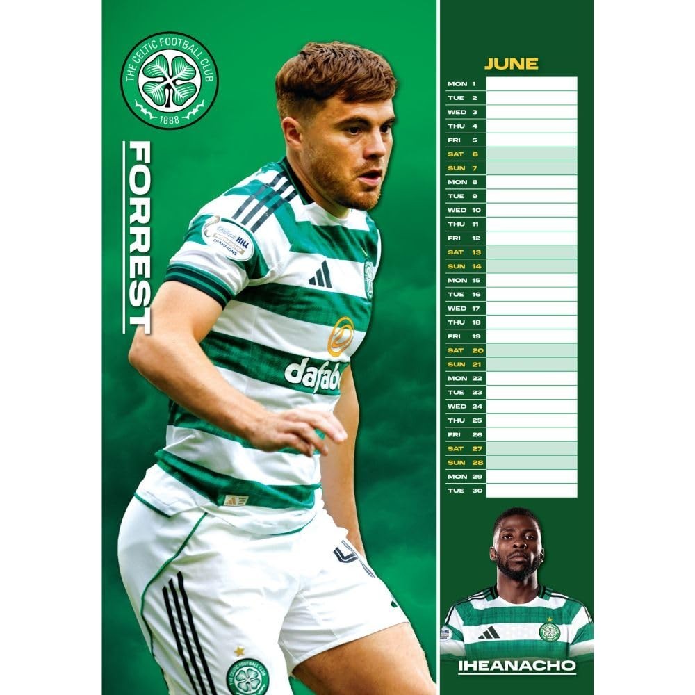2026 Calendar Celtic FC Month to View A3 Football Calendar Official Product
