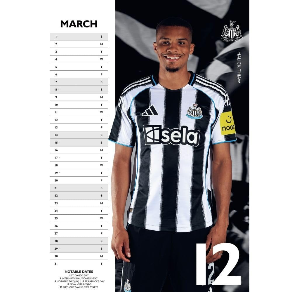 Newcastle United FC A3 Calendar 2026, Birthday, Christmas Gift Official Product