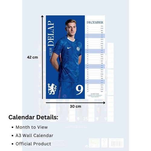 Chelsea FC A3 Calendar 2026, Birthday, Christmas Gift Official Product