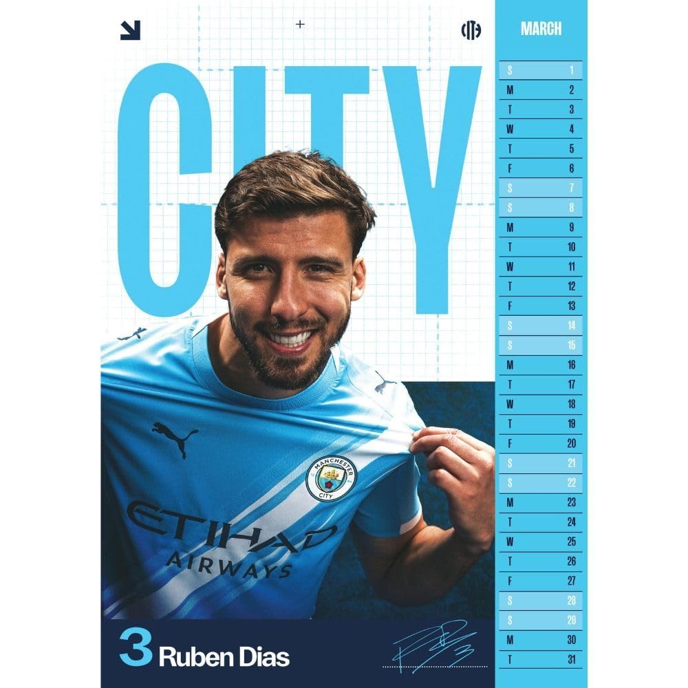 Manchester City FC A3 Calendar 2026, Birthday, Christmas Gift Official Product