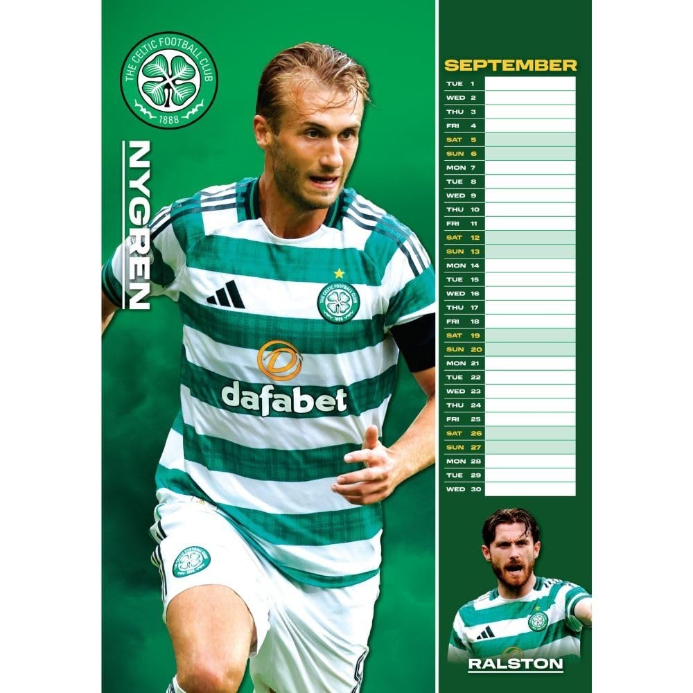 2026 Calendar Celtic FC Month to View A3 Football Calendar Official Product