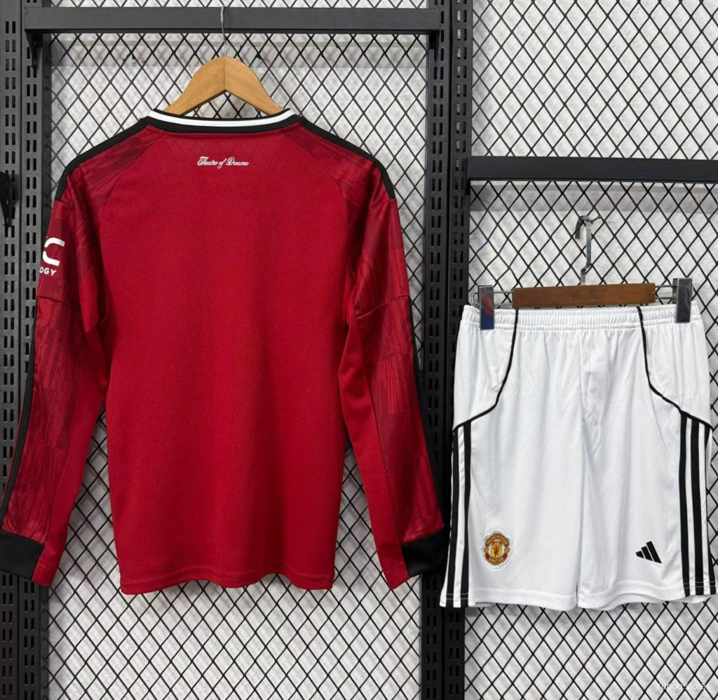 25/26 Kids Manchester United Home Long Sleeve Jersey22025-10-26
