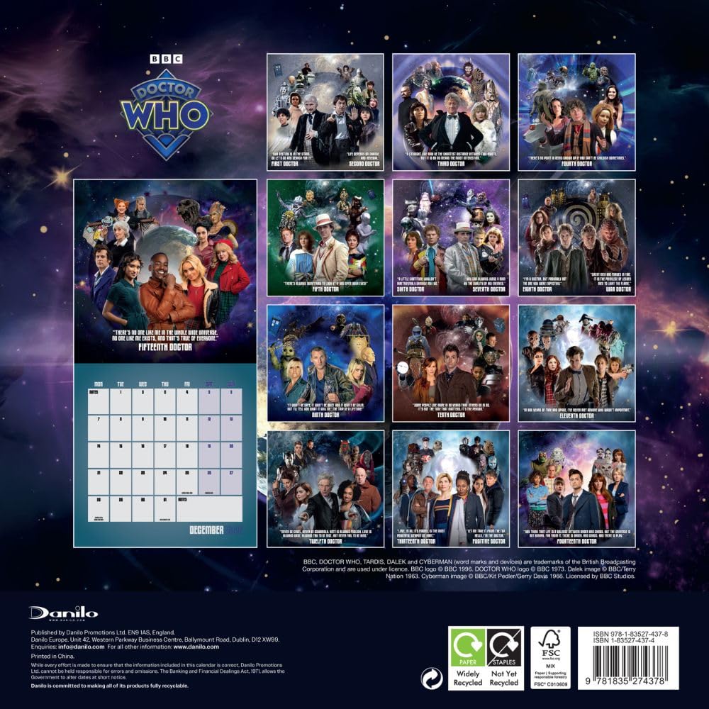 Doctor Who Classic Edition Square Calendar 2026