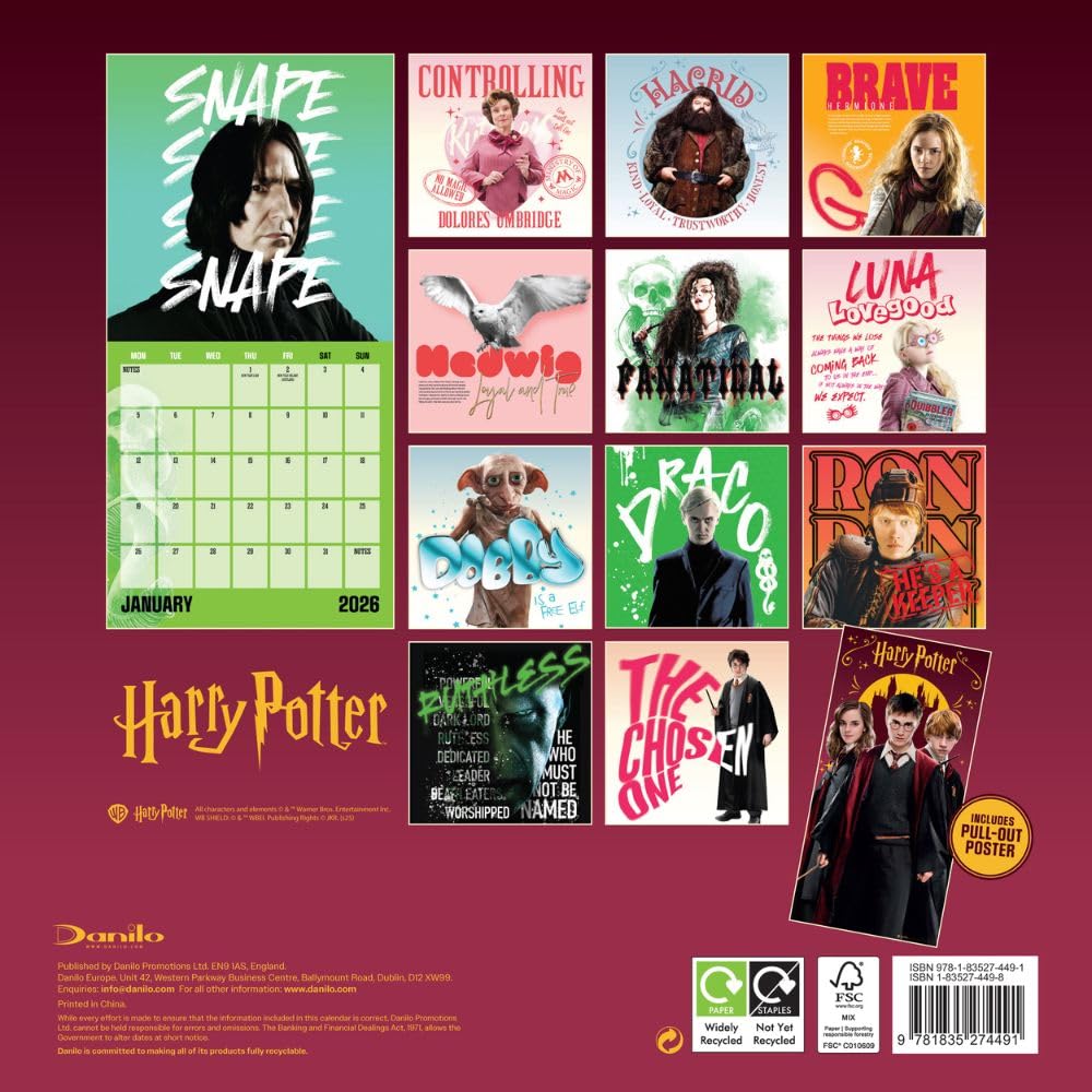 Harry Potter Square Calendar 2026