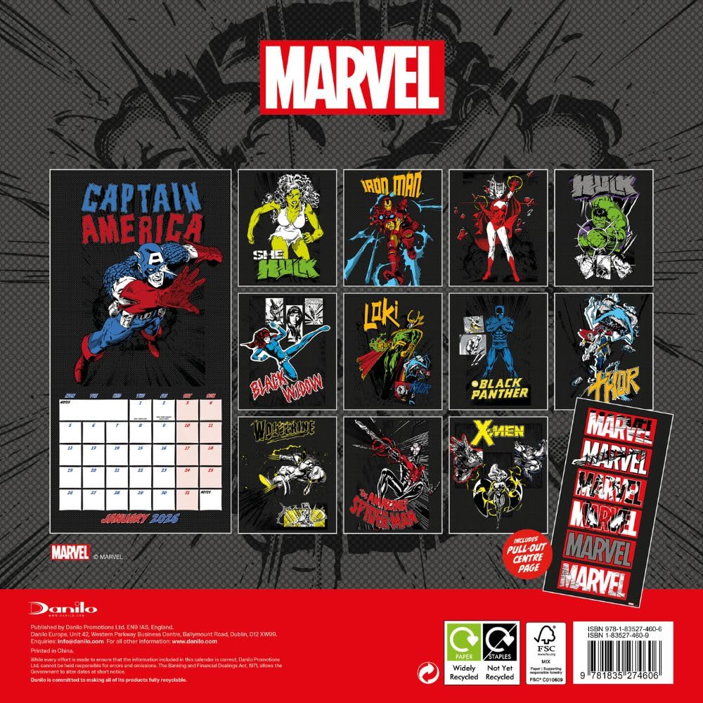 Marvel Comics Square Calendar 2026