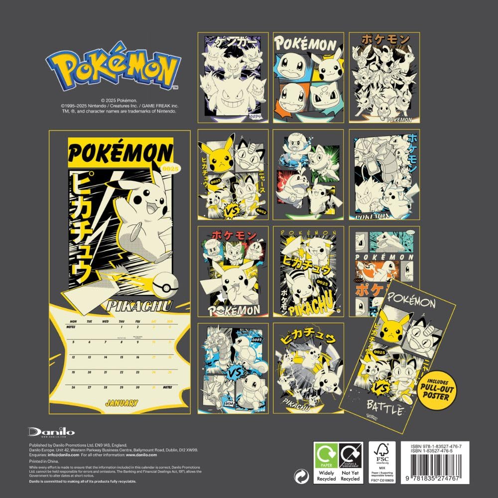 Pokemon Square Calendar 2026