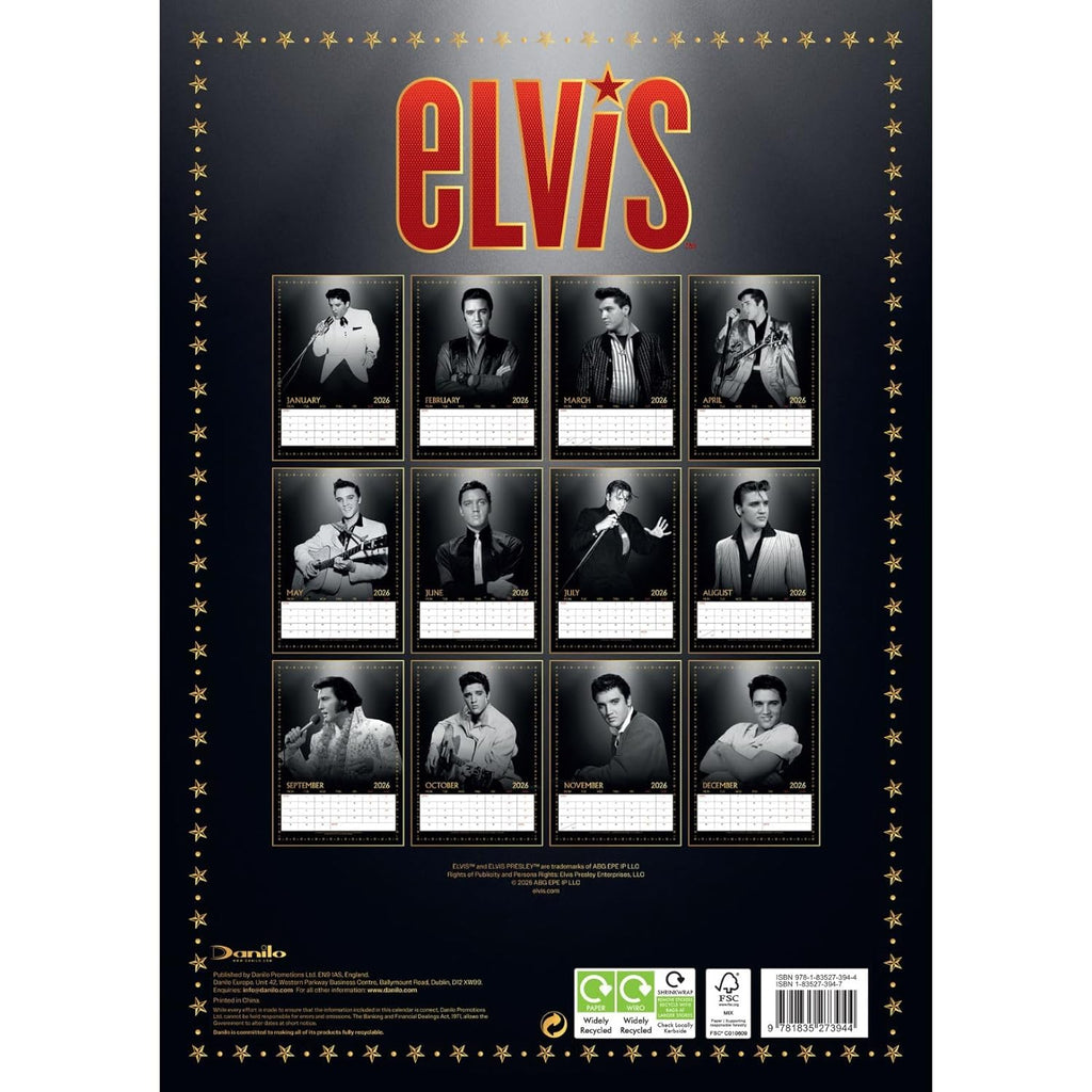 Elvis Presley A3 Calendar 2026