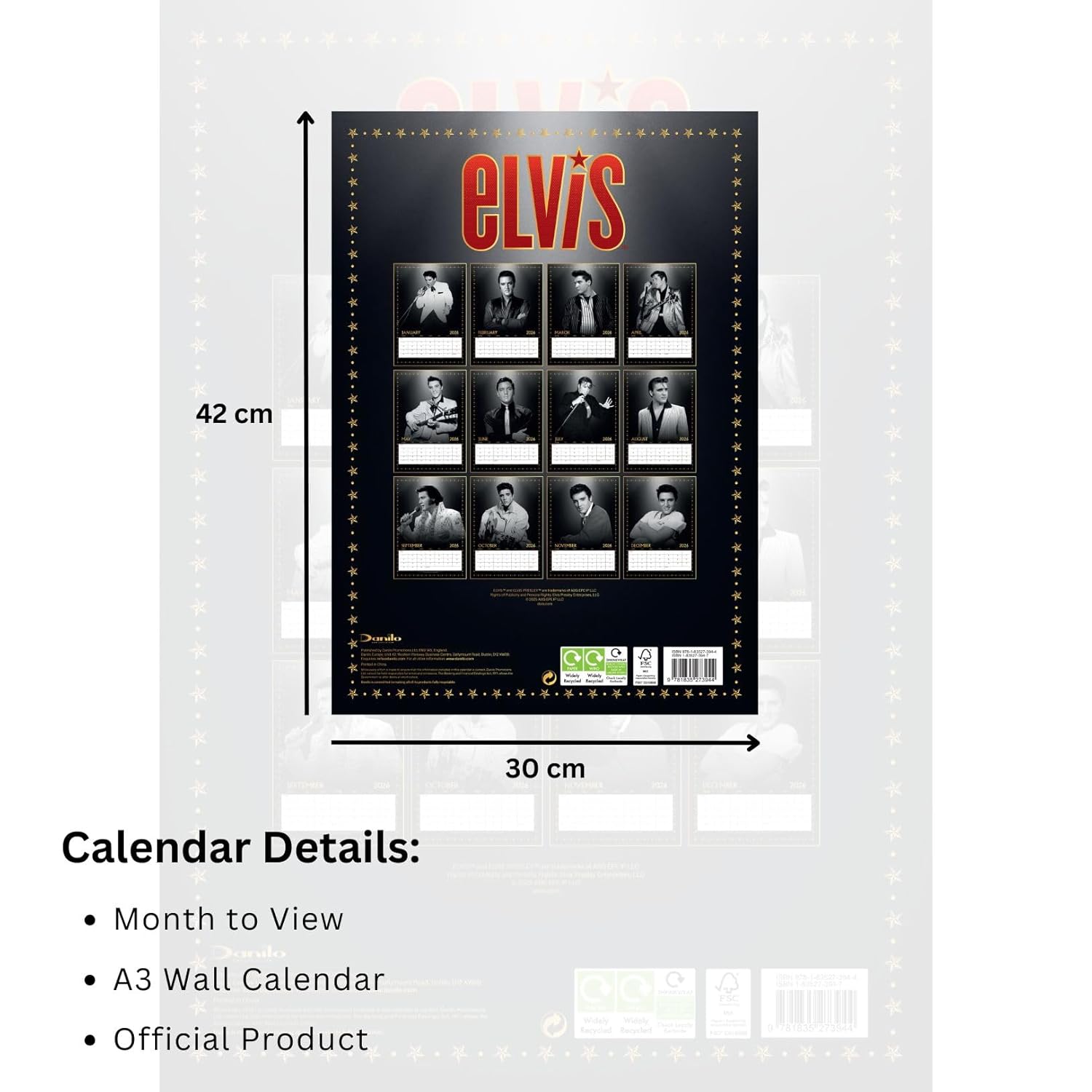 Elvis Presley A3 Calendar 2026