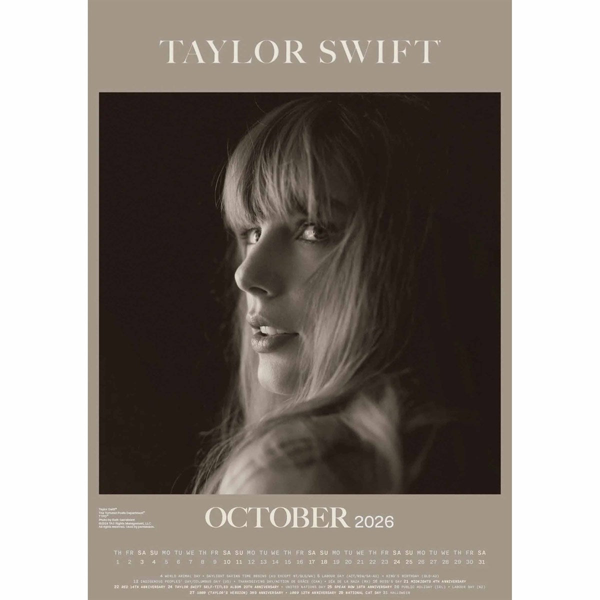 Taylor Swift A3 Calendar 2026
