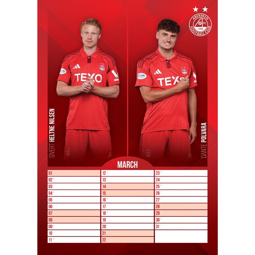 Aberdeen FC A3 Calendar 2026