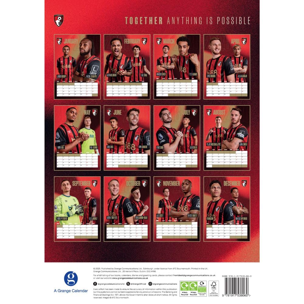 AFC Bournemouth A3 Calendar 2026