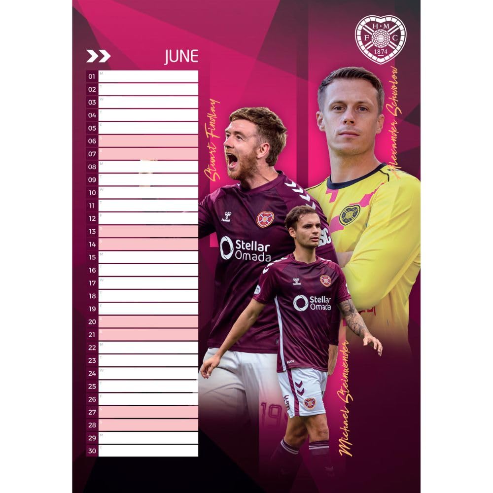 Hearts FC A3 Calendar 2026