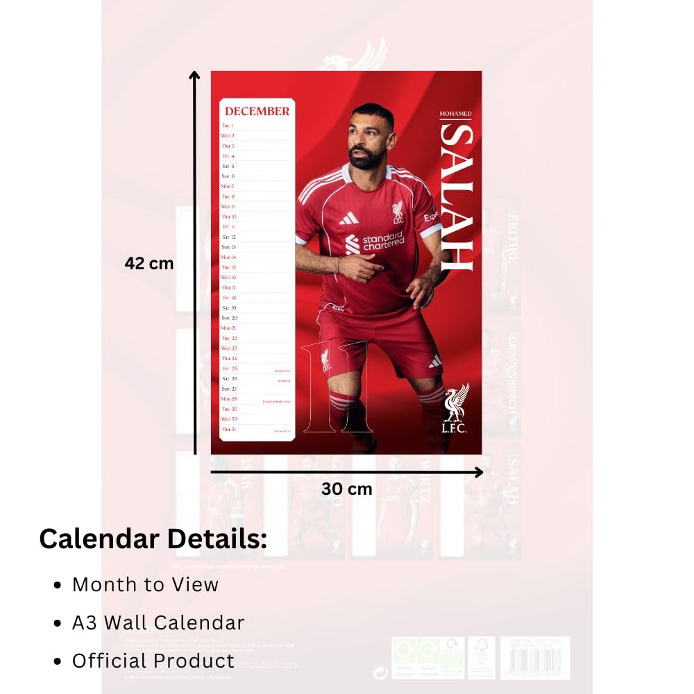 Liverpool FC A3 Calendar 2026