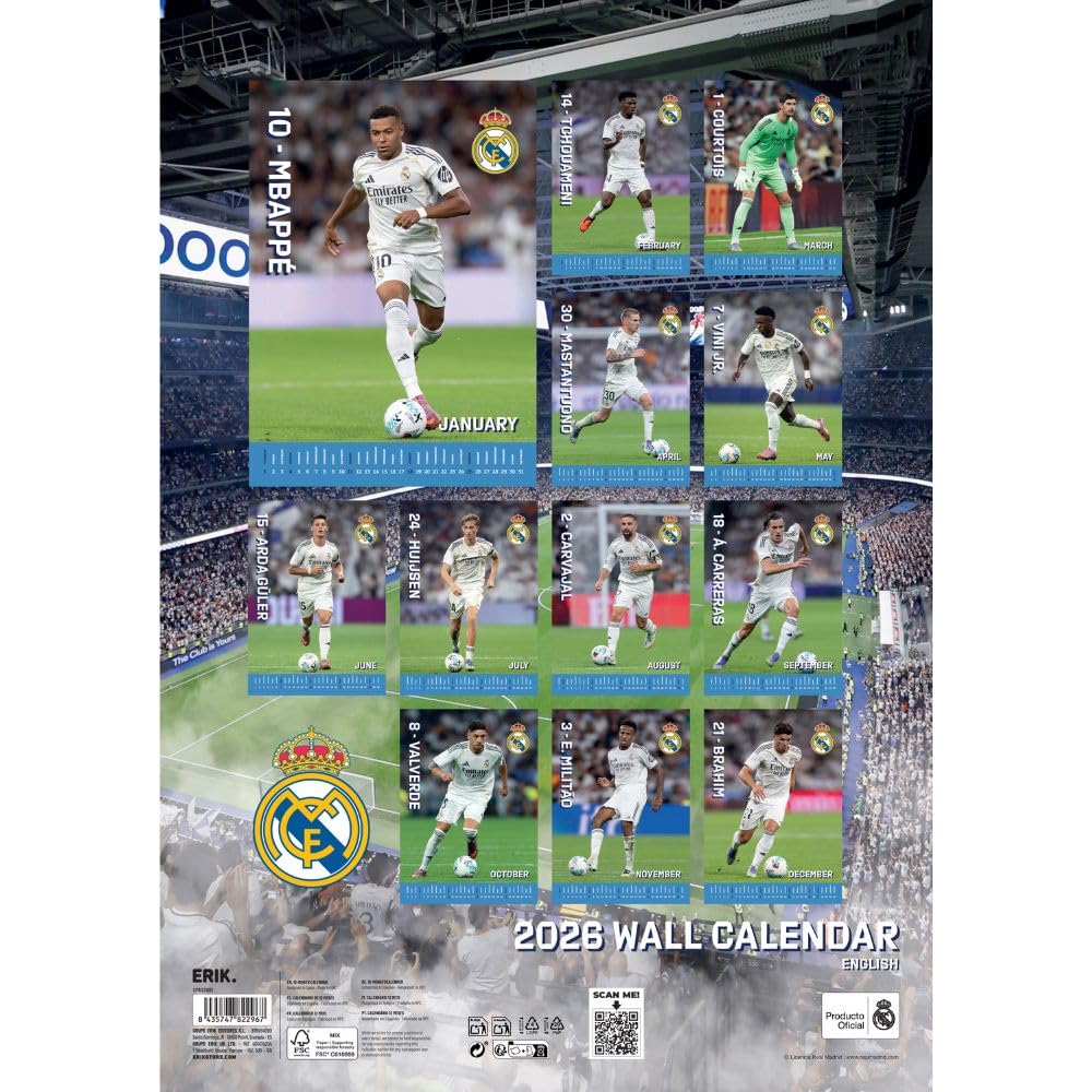 Real Madrid CF A3 Calendar 2026