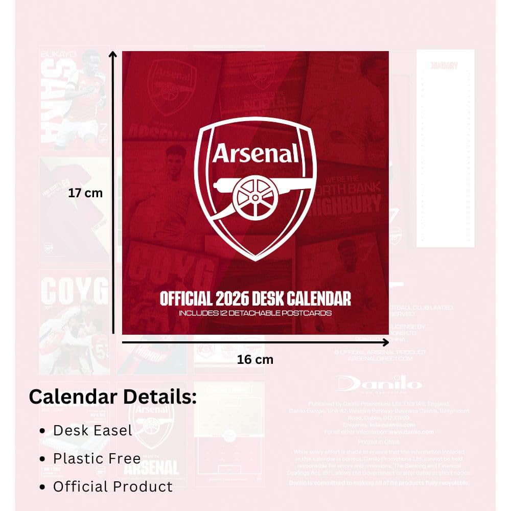 Arsenal FC Desktop Calendar 2026