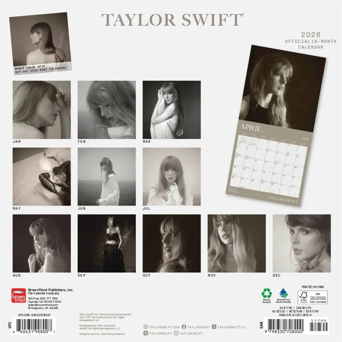 Taylor Swift Square Calendar 2026