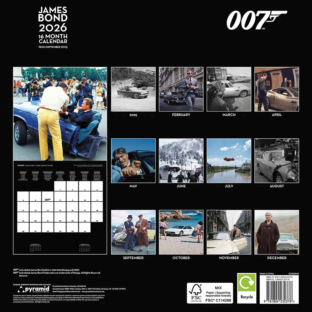 James Bond Square Calendar 2026