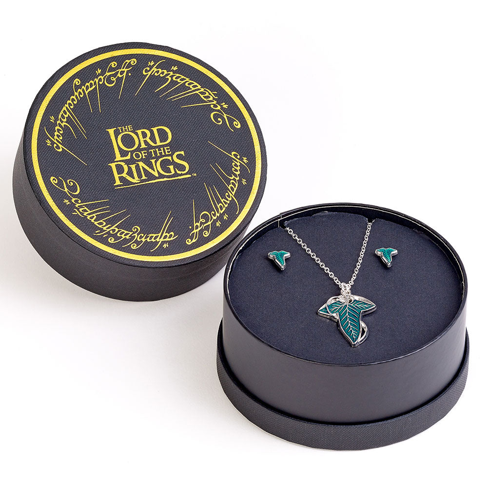 The Lord Of The Rings Leaf Of Lorien Necklace & Earrings Gift Box