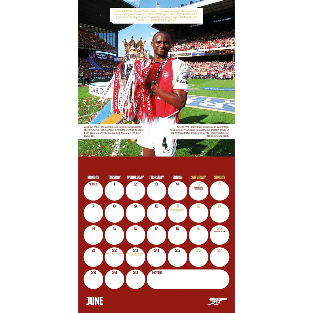 Arsenal FC Legends Square Calendar 2027