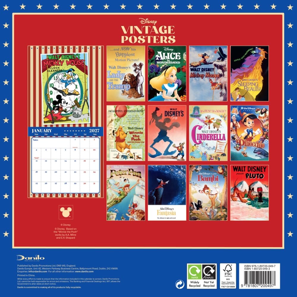 Disney Vintage Square Calendar 2027
