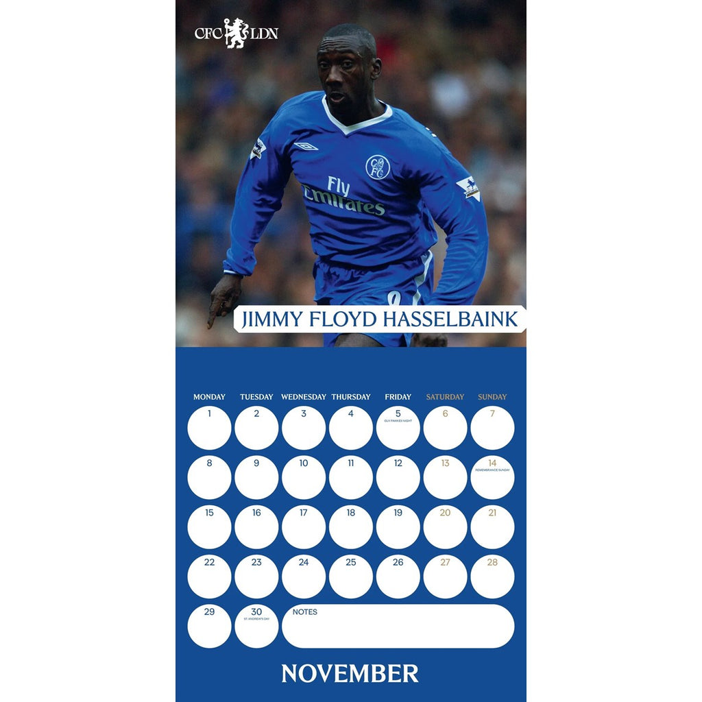 Chelsea FC Legends Square Calendar 2027 inside page