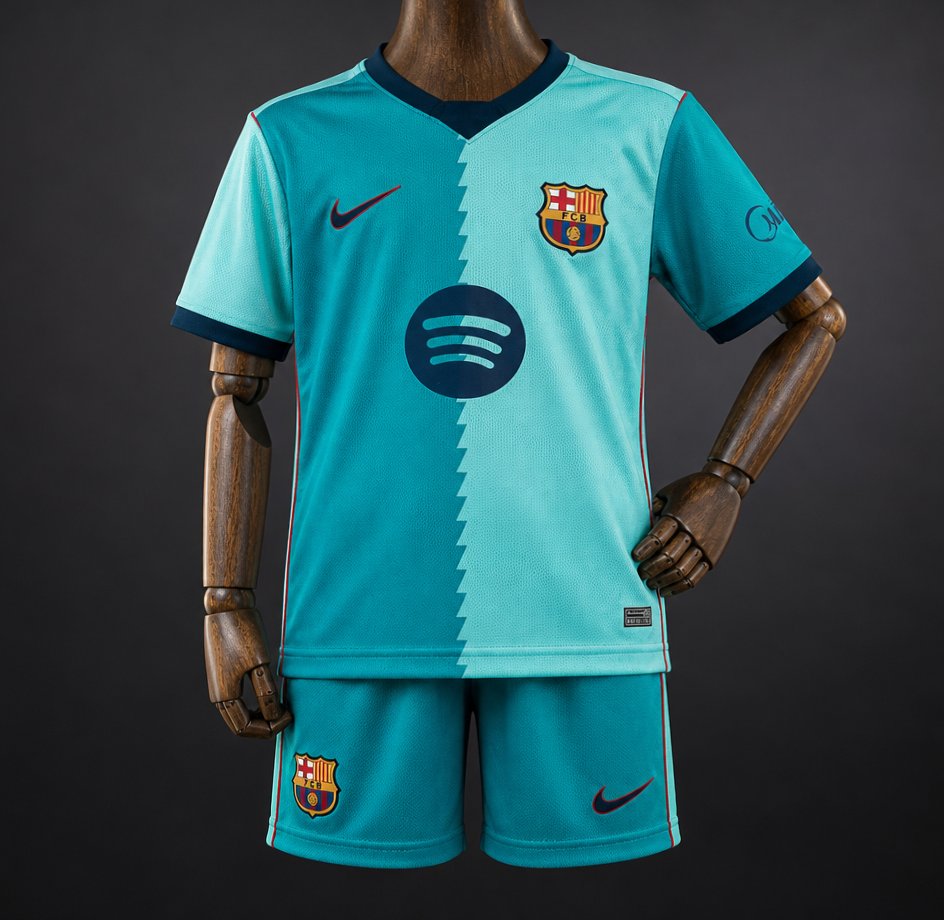 2026/27 Kids FC Barcelona Third Kit - Teal