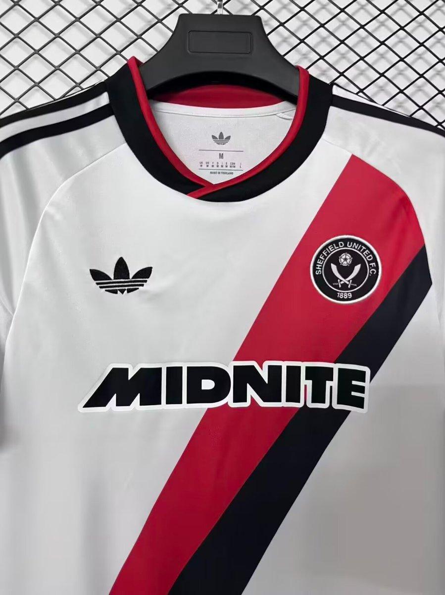 2026/27 Kids Sheffield United Away Kit - White with Red & Black Diagonal Stripe