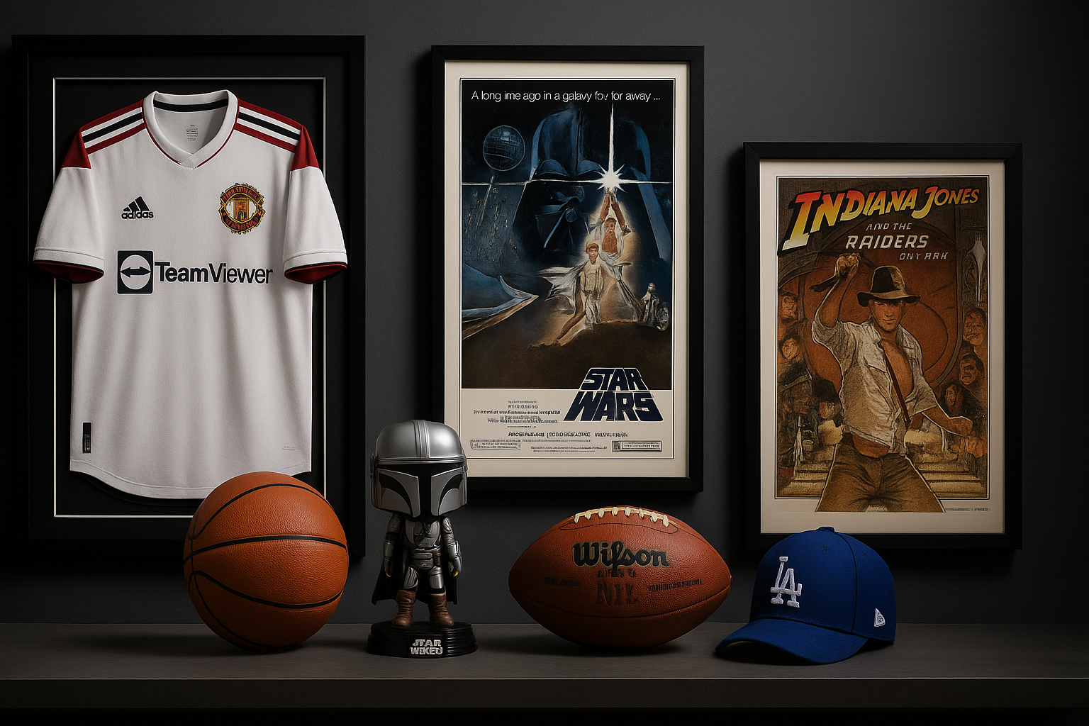 Hero banner for licensed sports, TV, and film souvenirs store