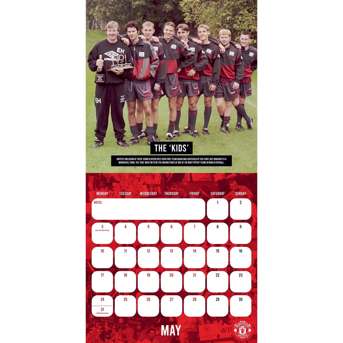 Manchester United FC Legends Square Calendar 2027 inside page